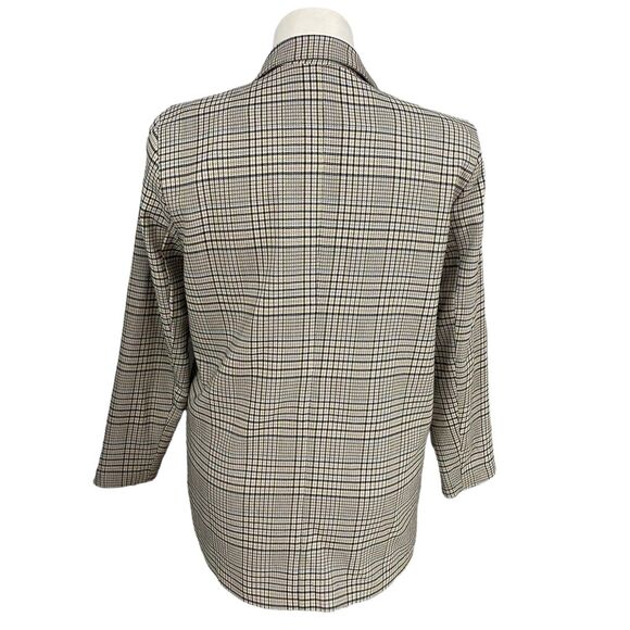 SO Blazer Womens Large Light Academia Jacket Work Office Casual Preppy Tan Plaid - Picture 2 of 16